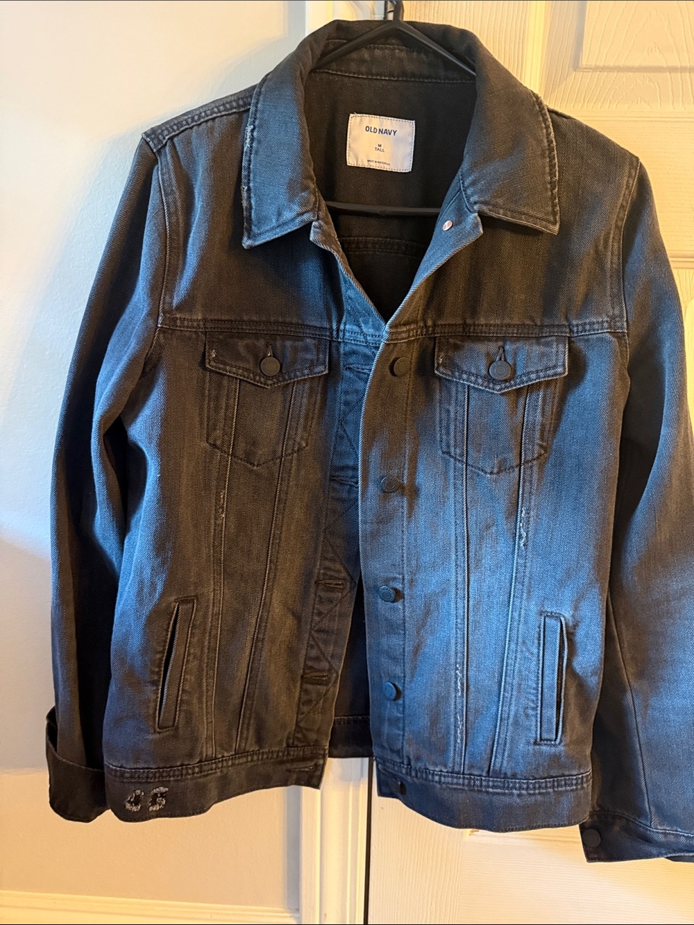 Old Navy Dark Gray Denim Jacket size medium tall